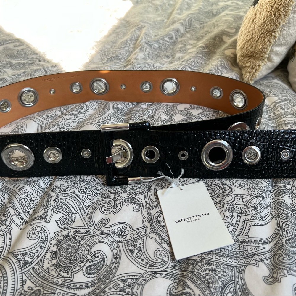 NWT croc embossed wide belt w/ grommets
